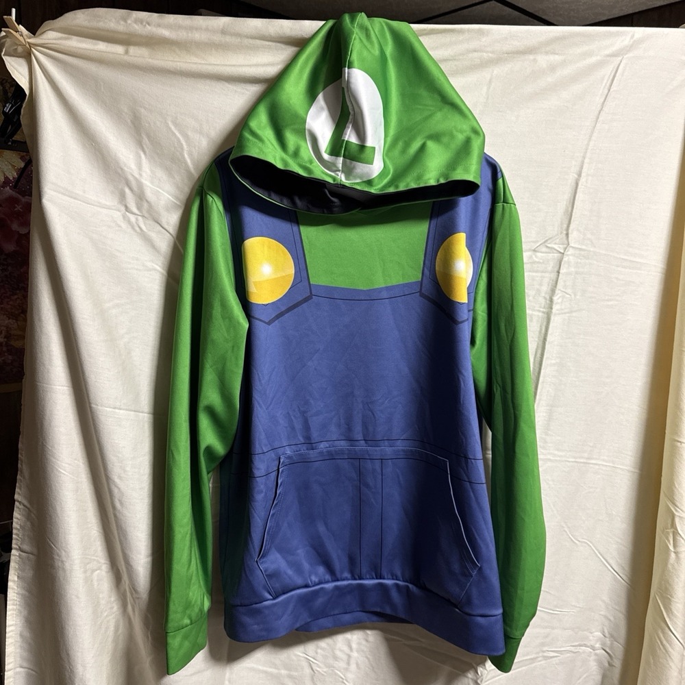 Super Mario Luigi pullover Hoodie, Medium Costume